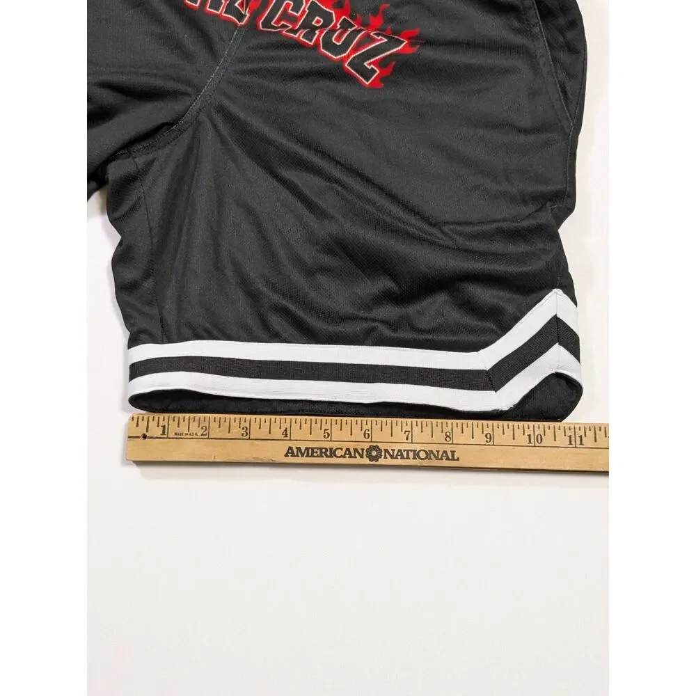 Rare Santa Cruz Basketball Shorts Men's Medium Skate Surf Y2k Flames Stripes 73